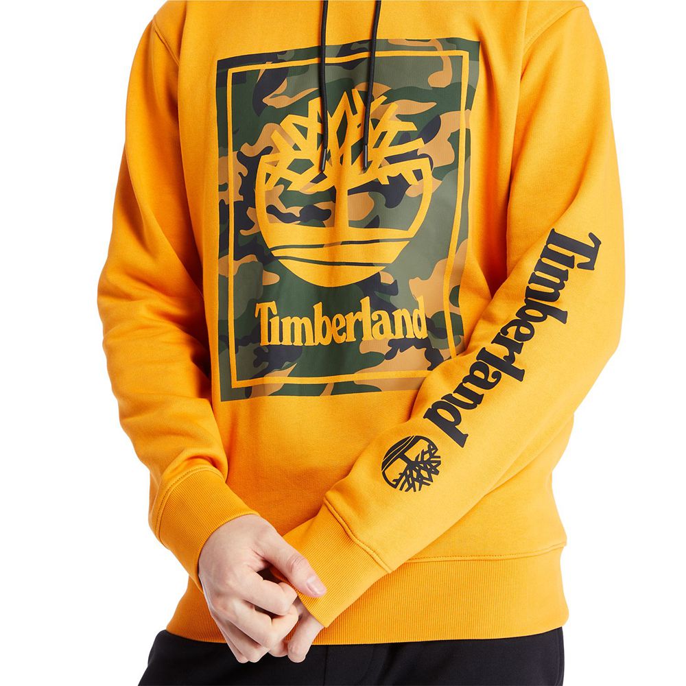 Timberland Mens Sweatshirts Camo Tree-Logo Hoodie - Orange - India NQ0532894